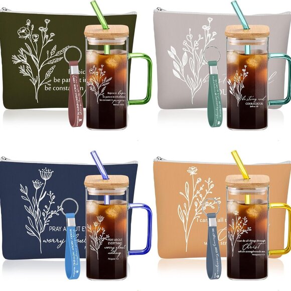 Accessories - Christian Gift Set Women Glass Cups Makeup Bag Keychains Inspirational